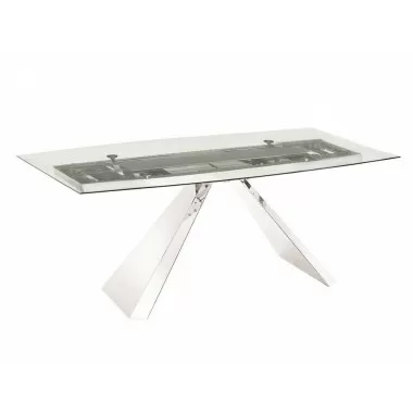 Casabianca STANZA Non-extendable Frame Dining Table With Polished Stainless Steel Base