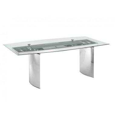 Casabianca ALLEGRA Non-extendable Frame Dining Table With Polished Stainless Steel Base