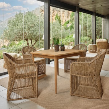 Skyline Design Calixto Square Teak Dining Table Set