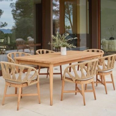 Skyline Design Krabi Rectangular Teak Dining Table Set