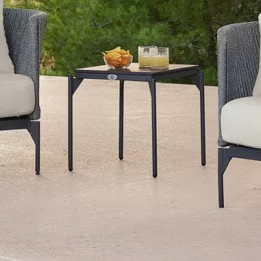  Skyline Design Boston Side Table with Glass Outdoor View