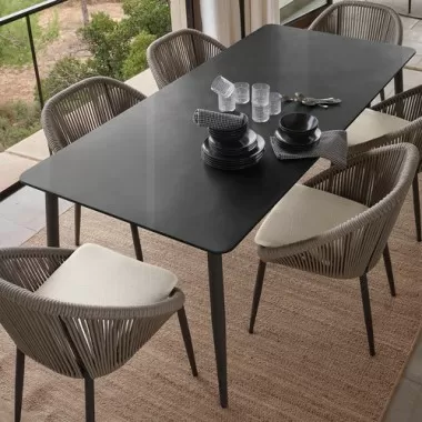 Skyline Design Rodona Rectangular Dining Table with Glass