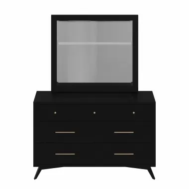 Alpine Furniture Flynn Mid Century Modern Mirror, Black - Lifestyle