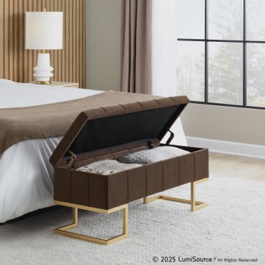 LumiSource Midas Bench - Brown Velvet