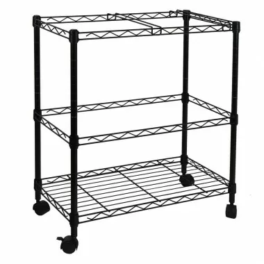Oceanstar Portable 2-Tier Metal Rolling File Cart - (Black) - Angled