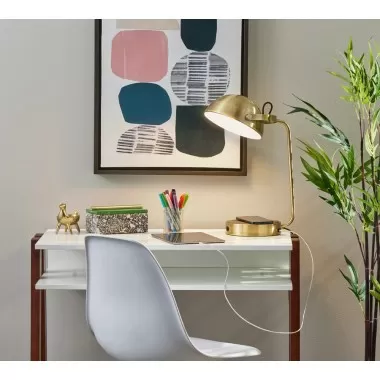 Adesso Brooks Adesso Charge Wireless Charging Desk Lamp Antique Brass  7