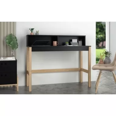 Manhattan Comfort Bowery Desk in Black and Oak