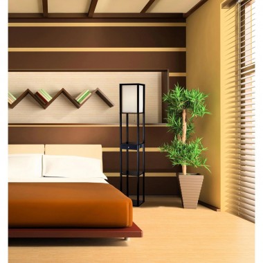 Adesso Parker Shelf Floor Lamp With Drawer