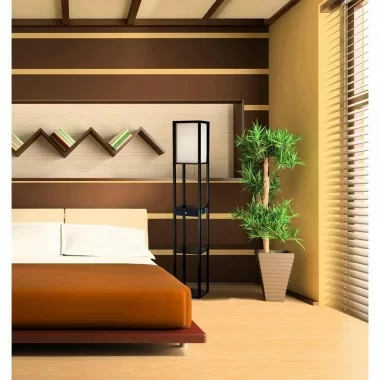 Adesso Parker Shelf Floor Lamp With Drawer