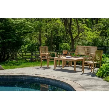 Alfresco Home Grasmere 5 Piece FSC Teak Deep Seating Group - Lifestyle