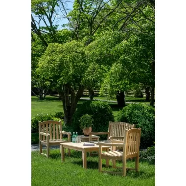 Alfresco Home Whitby 5 Piece FSC Teak Deep Seating Group - Lifestyle