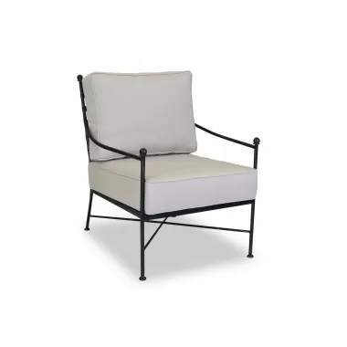 Provence Club Chair in Canvas Flax w/ Self Welt - Front Side Angle