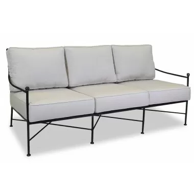 Provence Sofa in Canvas Flax w/ Self Welt - Front Side Angle