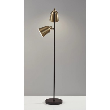 Adesso Malcolm Floor Lamp Antique Brass