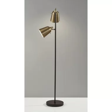 Adesso Malcolm Floor Lamp Antique Brass