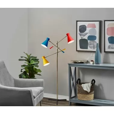 Adesso Lyle 3-Arm Floor Lamp Antique Brass