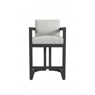 Sunset West Malibu Barstool in Cast Silver, No Welt Front