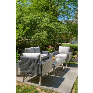 Alfresco Home Castlewood All Weather Wicker 4 Piece Seating Group with Cushions - Lifestyle