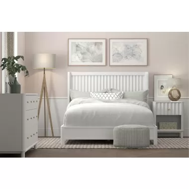 Alpine Furniture Stapleton Queen Panel Bed in White - Lifestyle