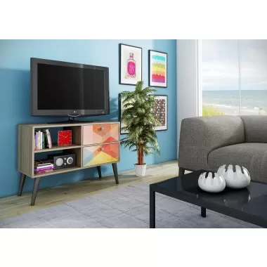 Dalarna TV Stand - Oak / Stamp / Grey - Actual