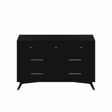 Alpine Furniture Flynn Mid Century Modern 7 Drawer Dresser, Black - Front Angle
