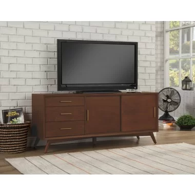 Alpine Furniture Flynn Large TV Console, Walnut - Lifestyle