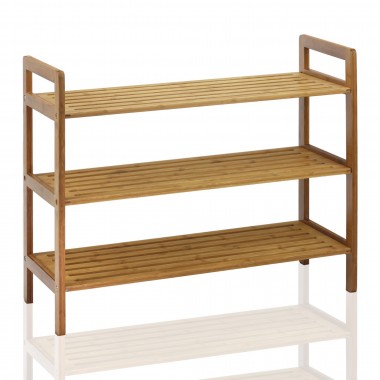 Oceanstar 3-Tier Bamboo Shoe Rack - Natural - Angled