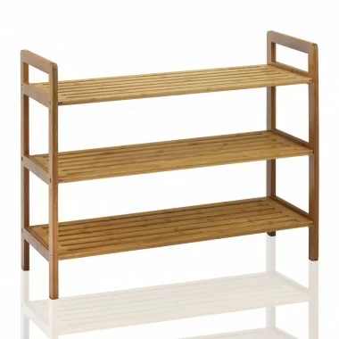 Oceanstar 3-Tier Bamboo Shoe Rack - Natural - Angled