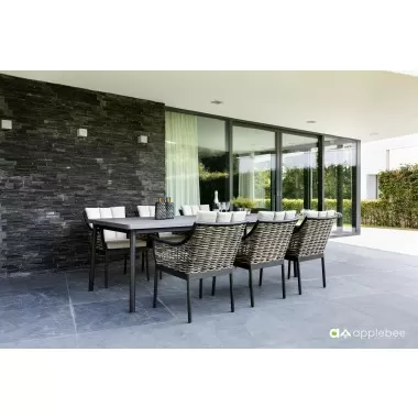 Alfresco Home Milou Wicker Dining Armchair - Lifestyle