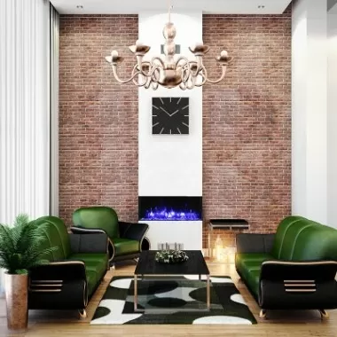 Amantii 40" Unit - 10 5/8" In Depth 3 Sided Glass Fireplace - Lifestyle