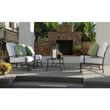 La Jolla Club Chair in Canvas Flax w/ Self Welt - Lifestyle