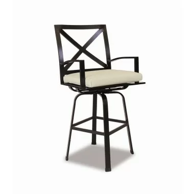 La Jolla Aluminum Swivel Counter Stool With Cushions In Canvas Flax With Self Welt