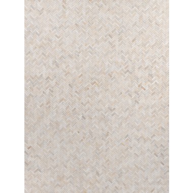 Exquisite Rugs Mosaic Leather Cowhide Ivory Area Rug 4055-001