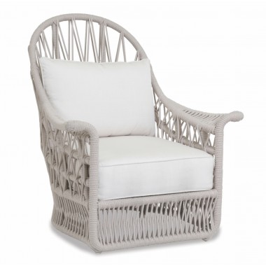 Dana Rope Wing Chair in Linen Canvas w/ Self Welt - Front Side Angle