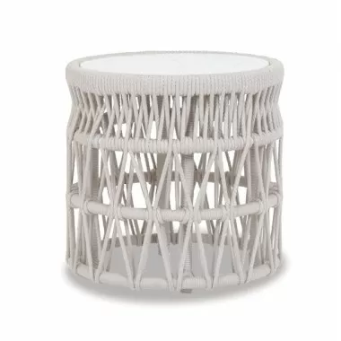 Dana End Table with Honed Carrara Marble Top - Front Angle