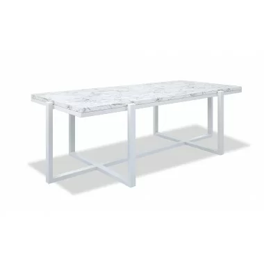 Rectangle Coffee Table With Honed Carrara Marble Top, Frost