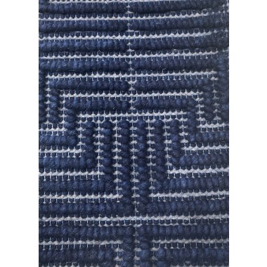 Exquisite Rugs Manzoni Handmade Hand Loomed Viscose and Cotton Area Rug- Navy Pattern Design View