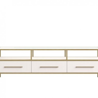 Sunpan Venice Media Console and Cabinet - Oyster Shagreen - Front Angle