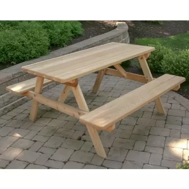Cedar Park Style Picnic Table with Attached Benches