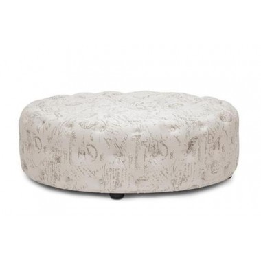 Baxton Studio Cardiff Script Print Modern Tufted Ottoman