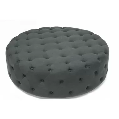 Baxton Studio Cardiff Dark Gray Linen Modern Tufted Ottoman - Top Angled