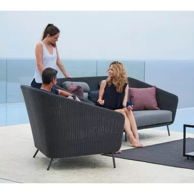 Cane-Line Mega Lounge Chair, Incl. Grey Cane-Line AirTouch Cushions