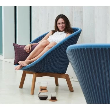 Cane-Line Peacock Lounge Chair W/Teak Legs, Cane-Line Weave