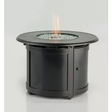 Alfresco Home Alfresco Home Cheyenne 40" Square Gas Fire Pit Chat Table with Glacier Ice Firebeads - Angled