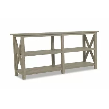 X Console Table in Coastal Teak - Front Side Angle