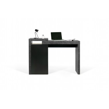 TemaHome Detroit Console Desk in Concrete & Pure Black - Front with Content