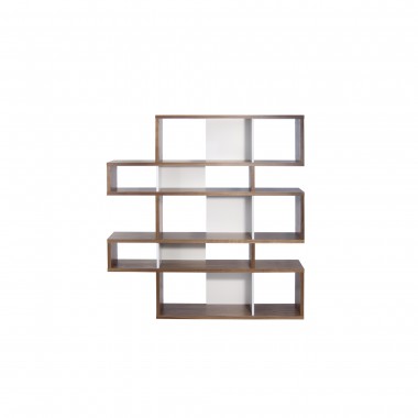 TemaHome London Bookshelf 2010-002 in Walnut Frame and Pure White Backs - Front