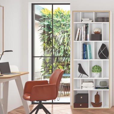 TemaHome Group Shelving Unit 72 in Pure White with Plywood Edge - Lifestyle