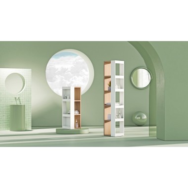 TemaHome Ella Bookcase 40 High in Melamine Light Oak & Pure White - Lifestyle 2