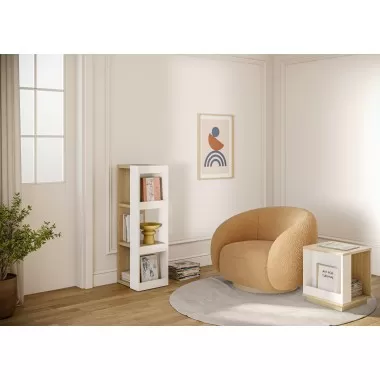 TemaHome Ella Bookcase 40 Low in Melamine Light Oak & Pure White - Lifestyle